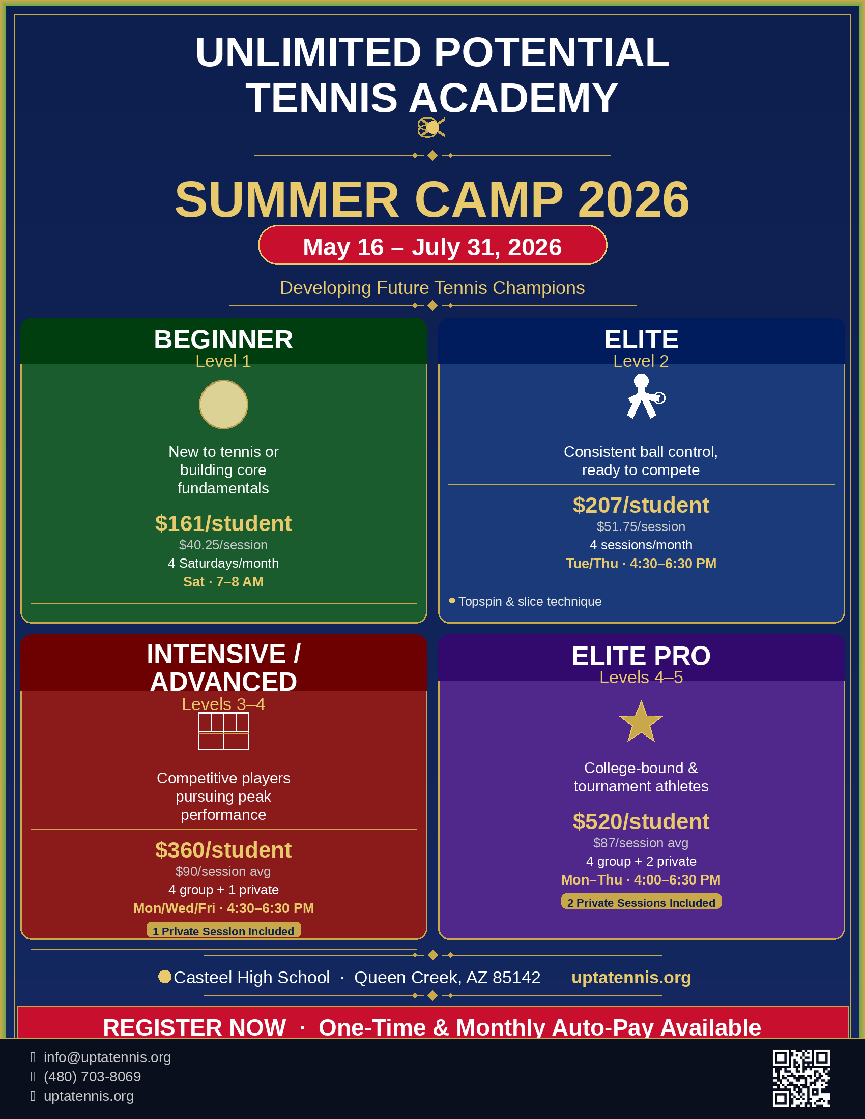 UPTA Summer 2026 Camp Flyer